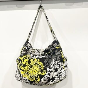 Vera Bradley‎ Retired Yellow Black Baroque Satchel Magnet Shoulder Handbag Hobo